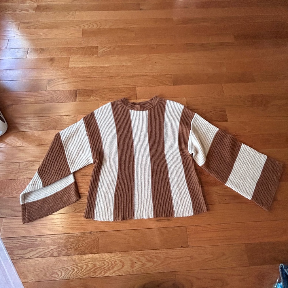 Baevely! Oversized Striped Brown and Cream Sweater